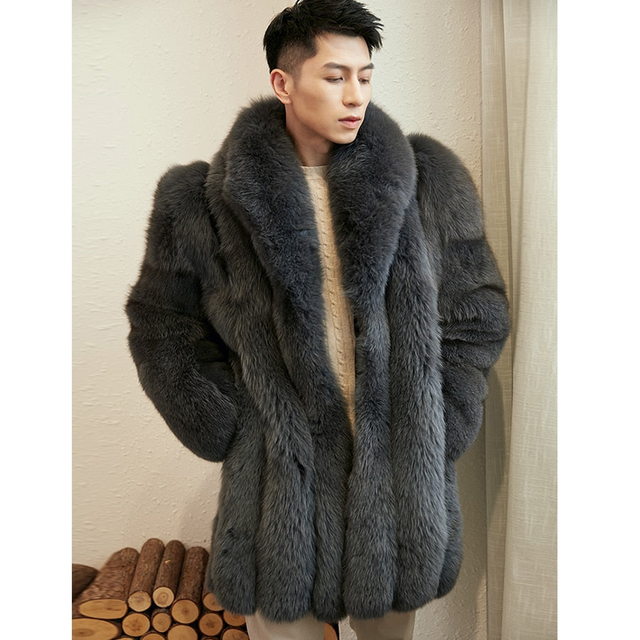Real Fox Fur Mid-Length Fur Coats