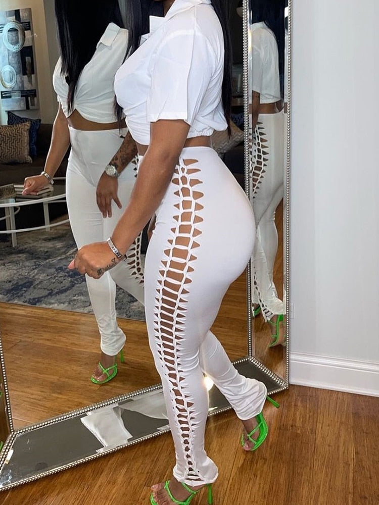 Side Hole Cut Out Tight Leggings
