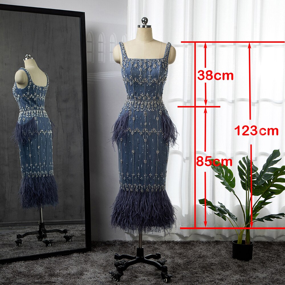 Crystal Feather Cape Sleeve Ankle Length Dresses