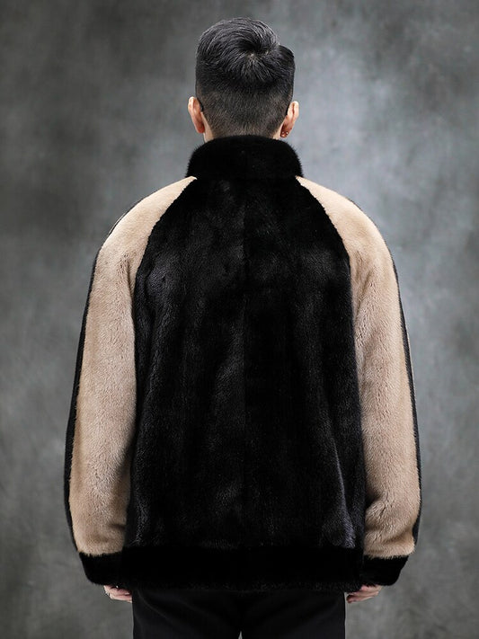Two Tone Real Mink Fur Coat