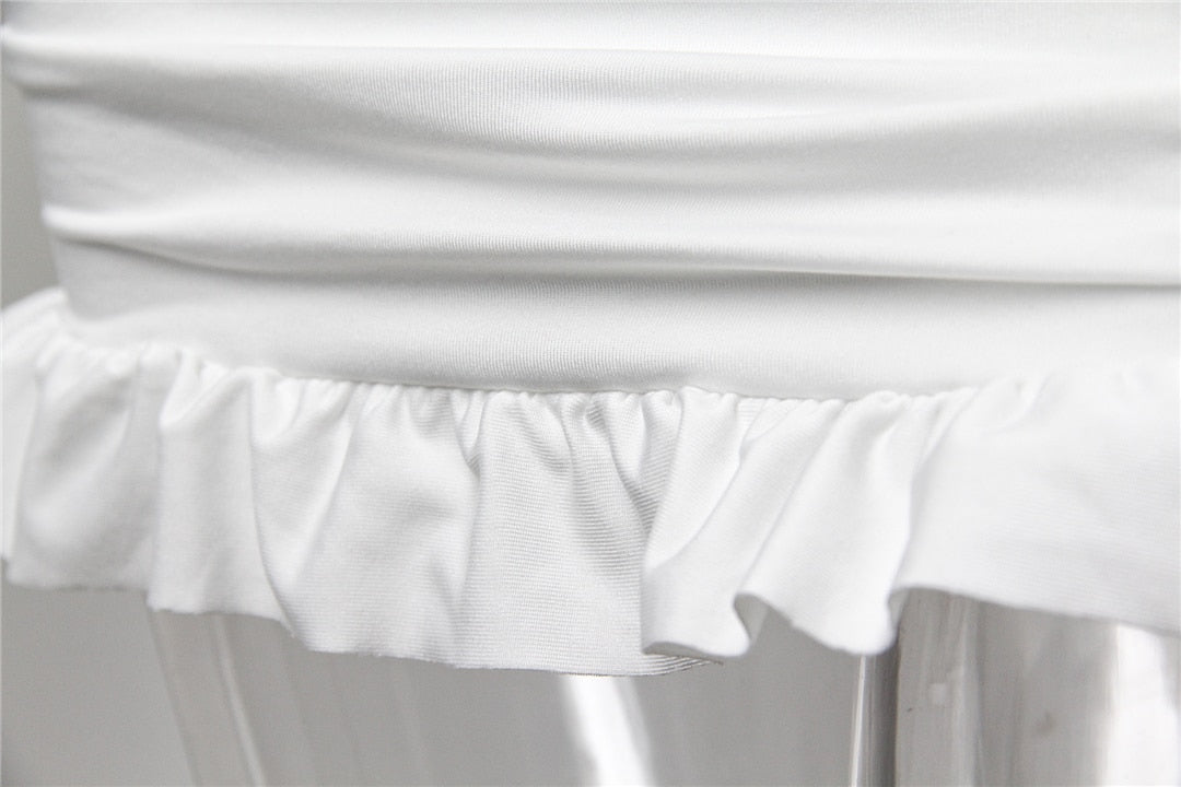 Cut Out Chest Long Sleeve Crop & Ruffled Mini Skirts Set