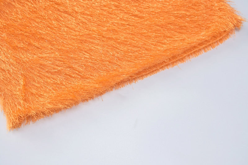 Tank Bodysuit & Fuzzy Mini Skirt Sets