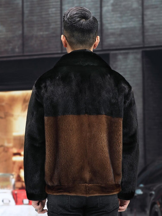 Two Tone Real Mink Fur Coat Short
