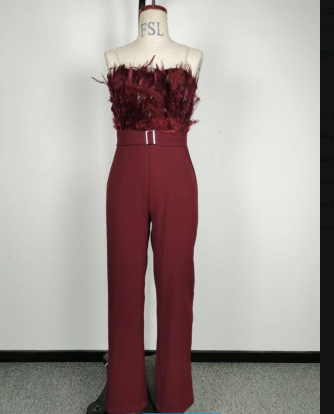 Tube Feather Jumpsuits