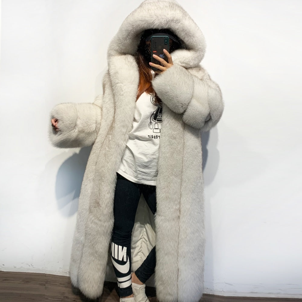 Hooded X Long Fur Coat