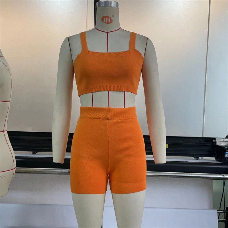 Strap Crop Top & Shorts Sets