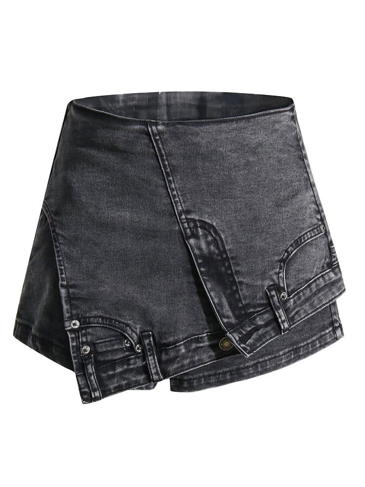 Jean Pocket Skirt Denim Shorts