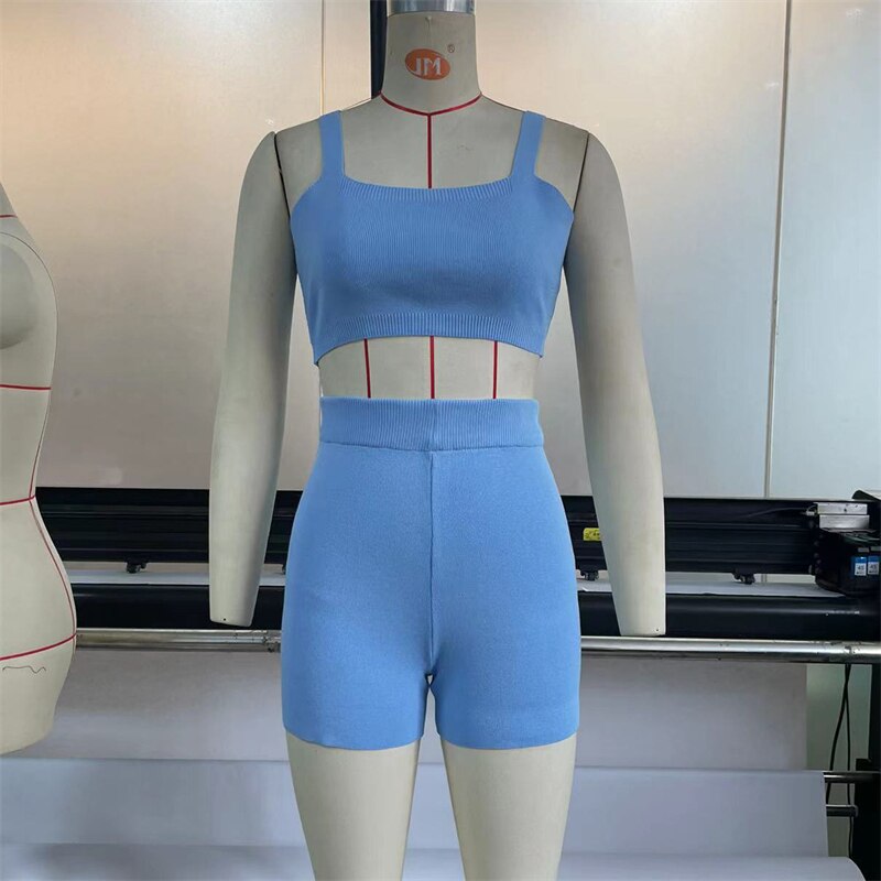Strap Crop Top & Shorts Sets