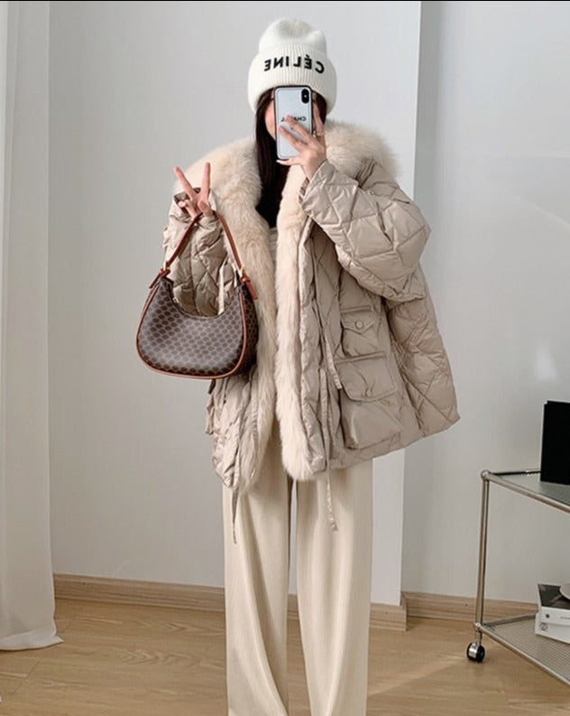 Oversize Down Puffer Coats Big Fur Collar