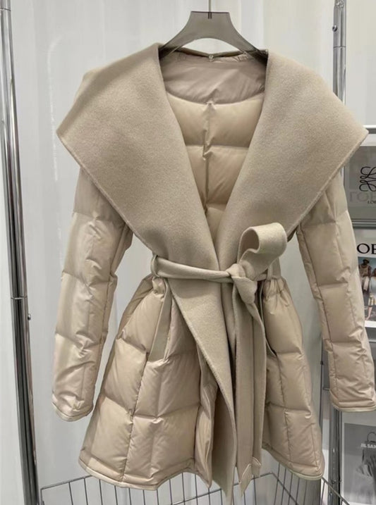 Cashmere Duck Down Hooded Puffer Coats