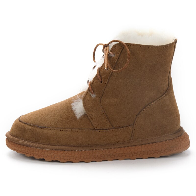 Genuine Leather Natural Fur Snow Boots