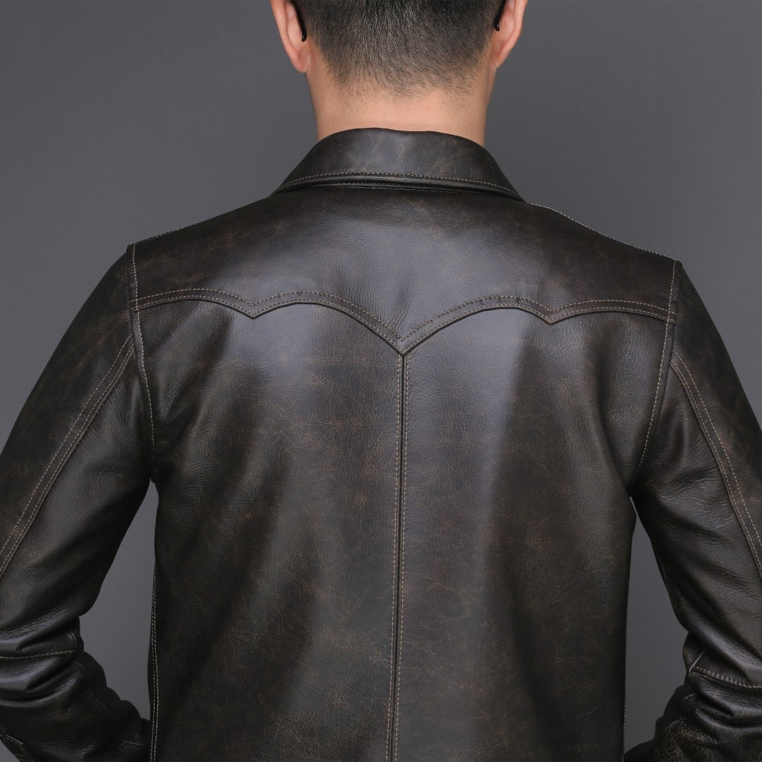 Genuine Leather Shirt Button-up Style Jacket