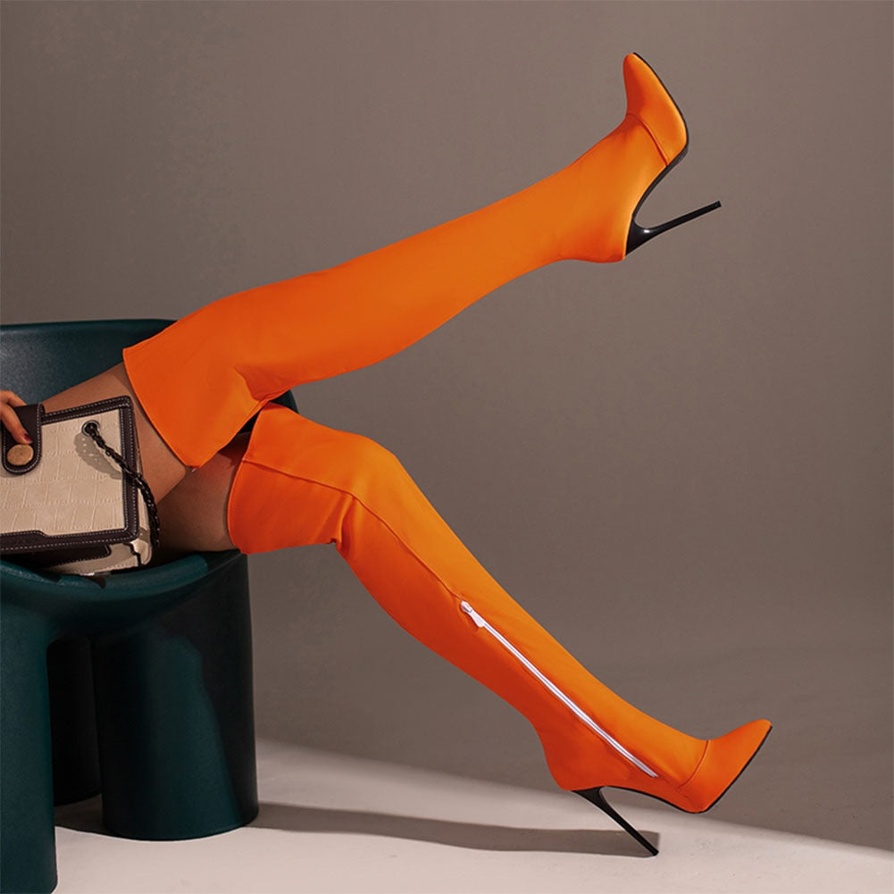 Pu Leather Over-the-knee High Heel Boots