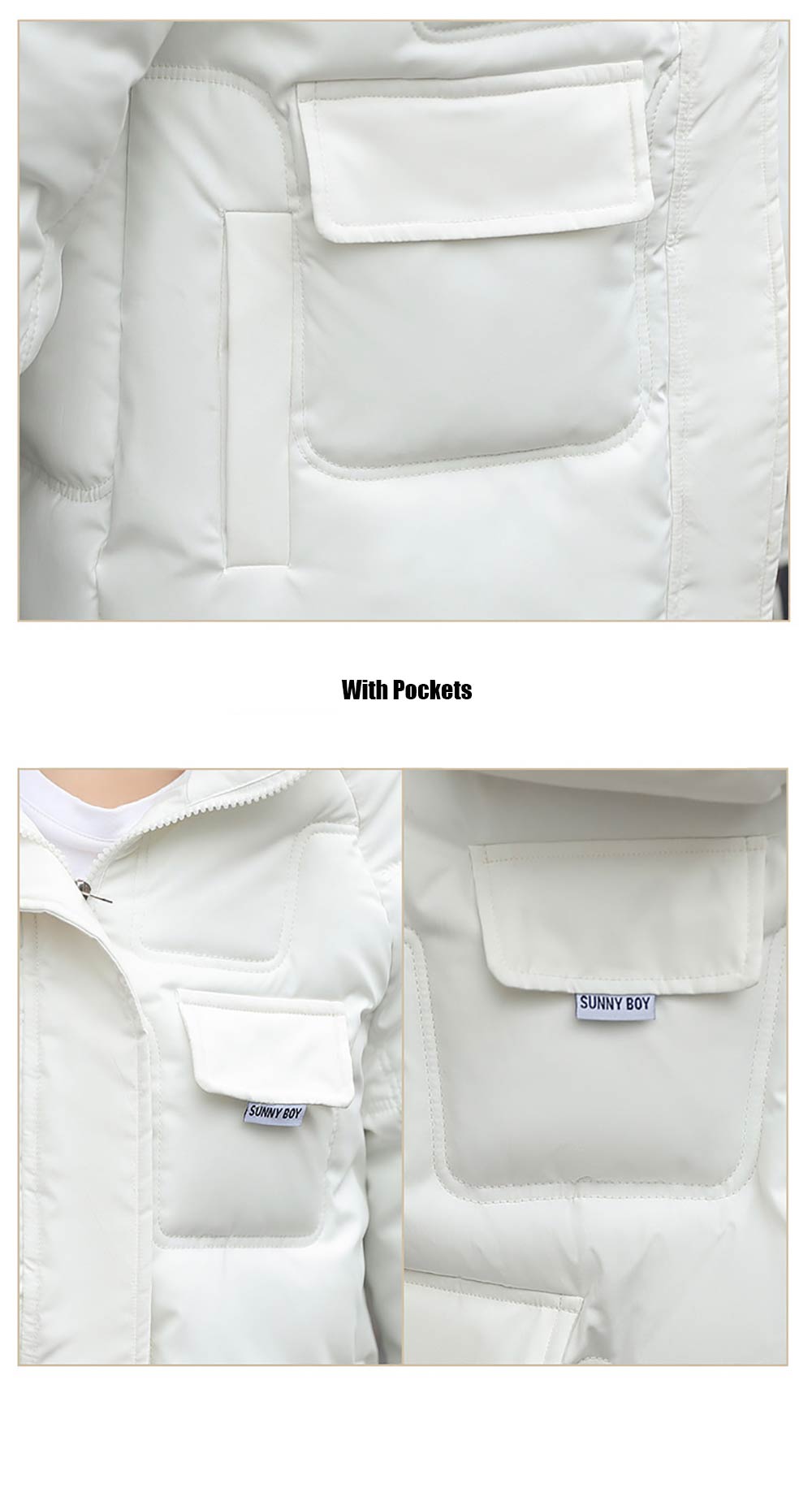 Back Pocket Loose Puffer Jackets