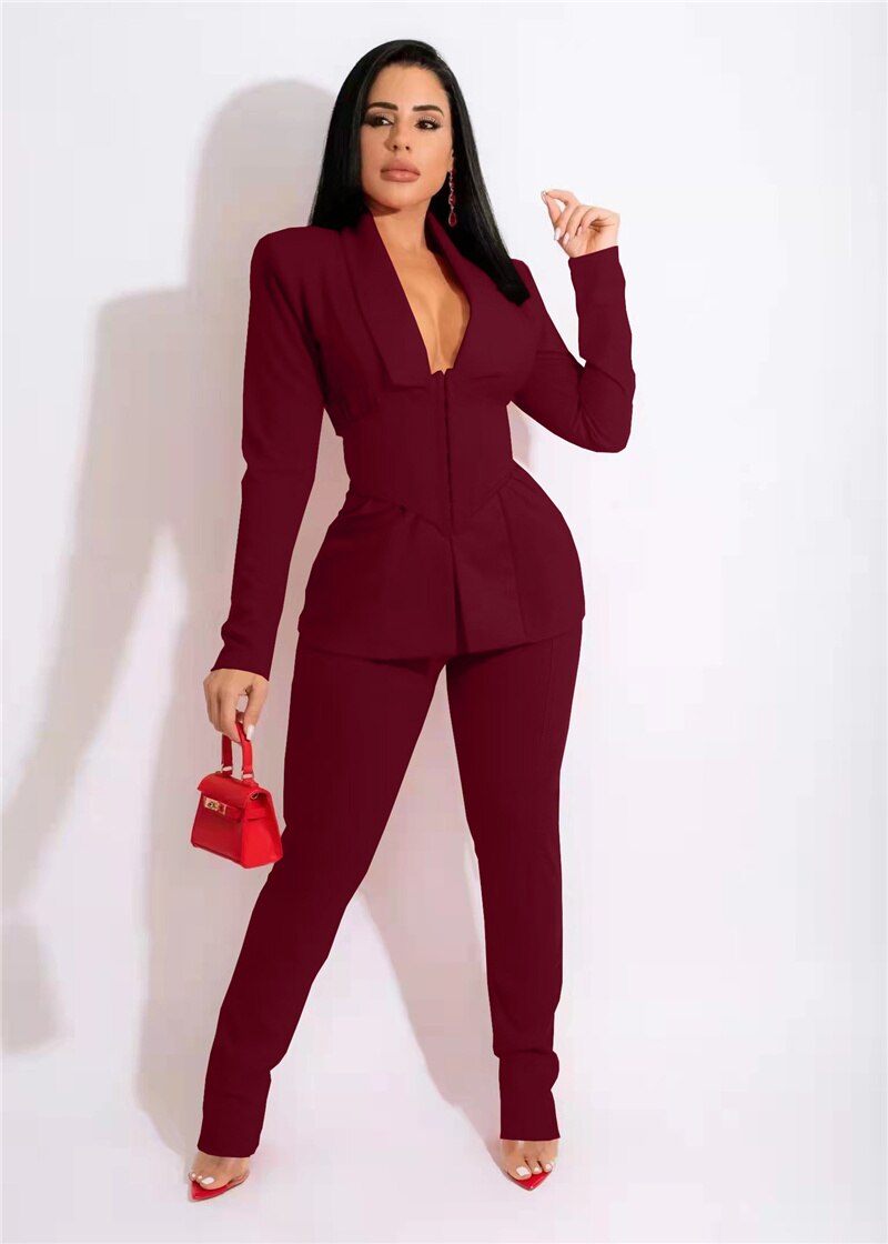 Business Corset Blazer & Pants Sets