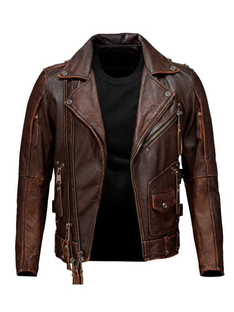 Genuine Leather Jacket Short Vintage