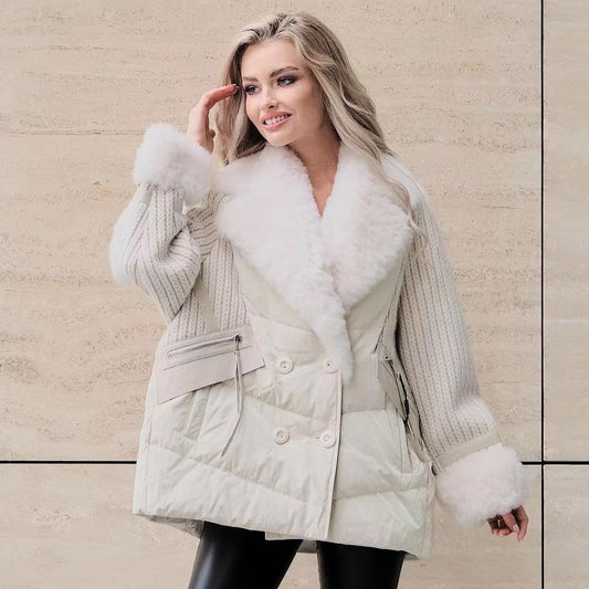 Real Fur Knitting Duck Down Puffer Coats