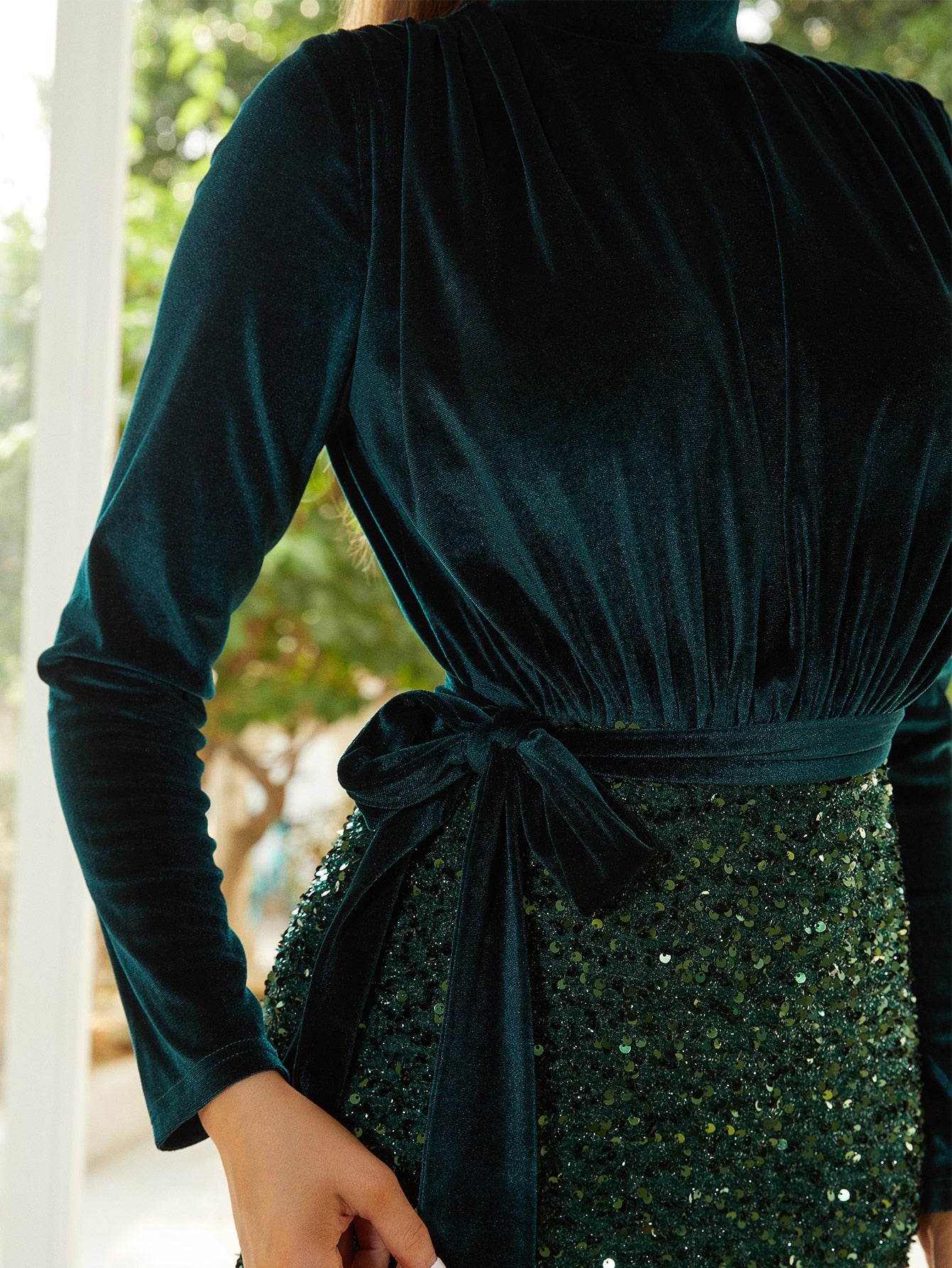 Velvet Sequin Ankle-length Dress