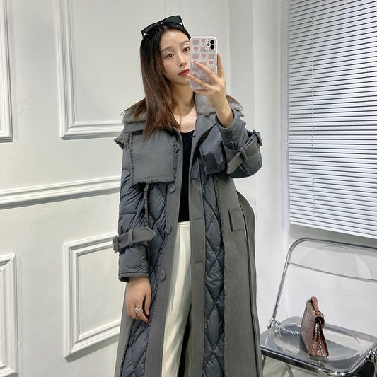 Cashmere Duck Down Real Mink Fur Long Coats