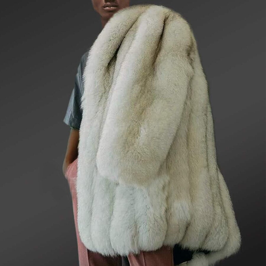 Luxury Real Fur Coat Real Fur Turn-Down Collar