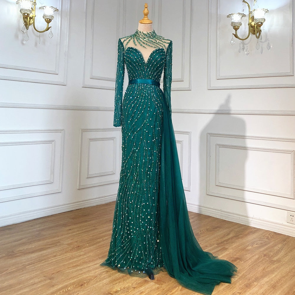 Luxury Crystal Stripe Mermaid Evening Gowns