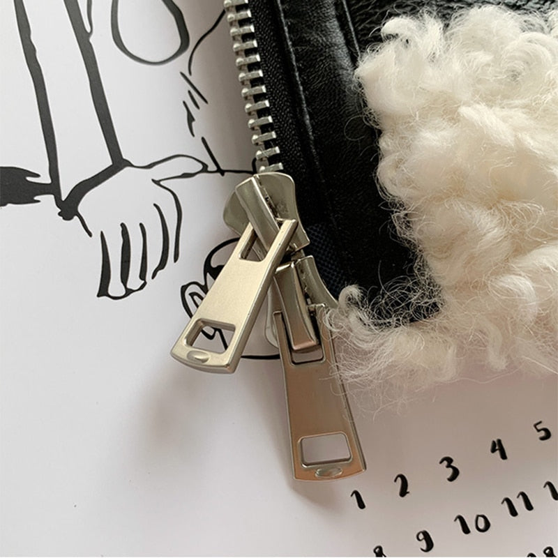 Genuine Lapel Shearling Short Down Jackets