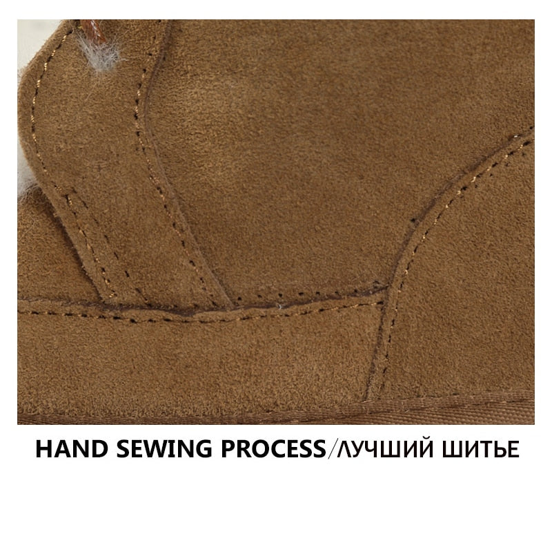 Genuine Leather Natural Fur Snow Boots