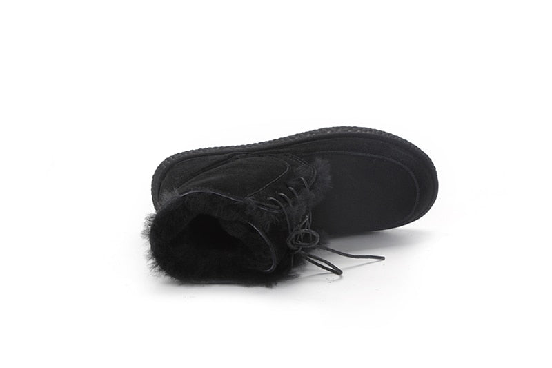 Genuine Leather Natural Fur Snow Boots