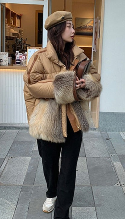 Real Fur Loose Duck Down Jacket