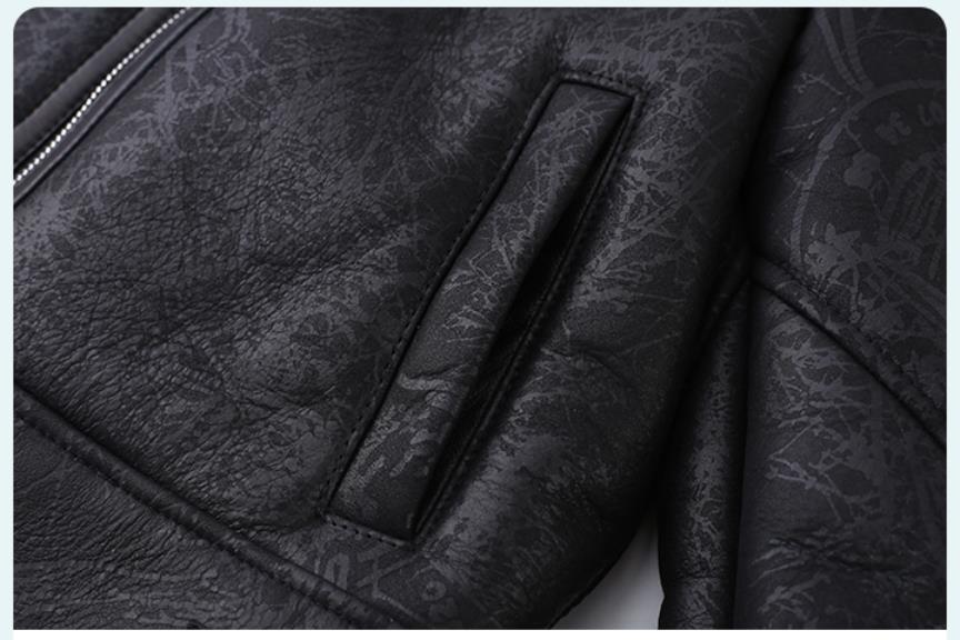 Genuine Leather Coat Lamb Wool Lining