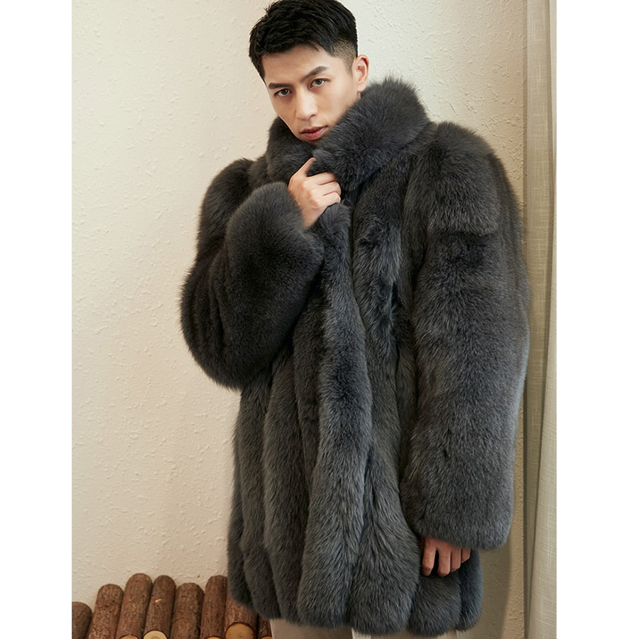 Real Fox Fur Mid-Length Fur Coats