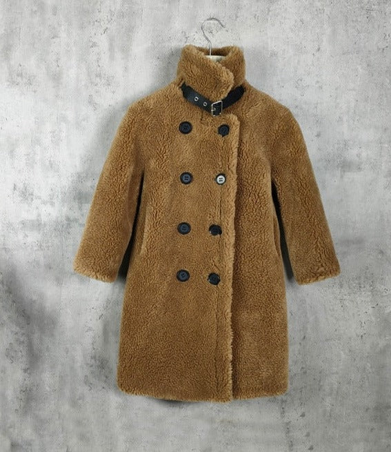 Children Real Lamb Shearing Wool Fur Coats Girls/Boys
