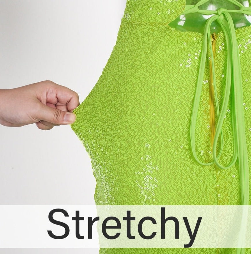 Sequin Open Back Lace Up Sleeveless Floor Length Dress