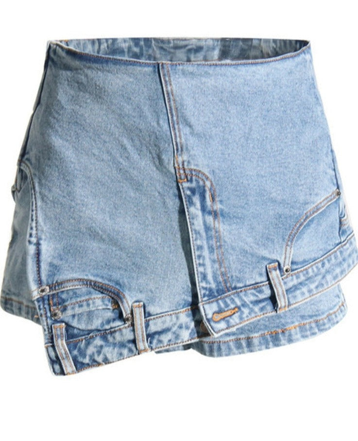 Jean Pocket Skirt Denim Shorts