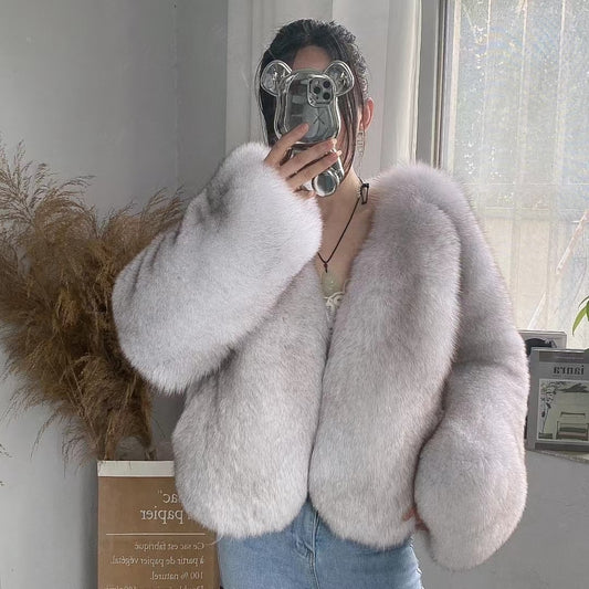 Fluffy Lux No Collar Real Fur Coats