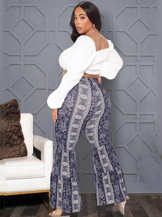 Folk Vintage Flared Pants Plus Size