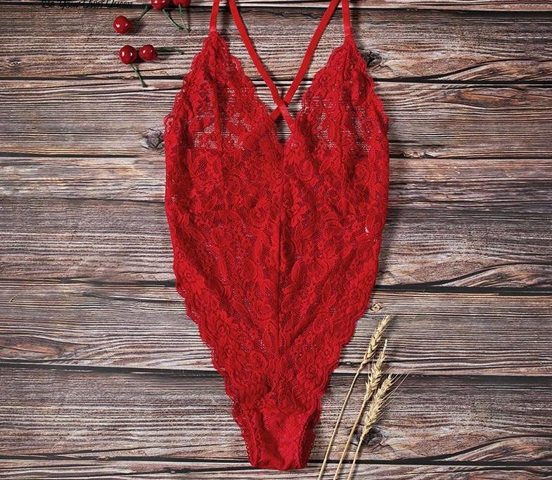 Floral Deep V Lace Mesh Bodysuits (Multi-Colors)