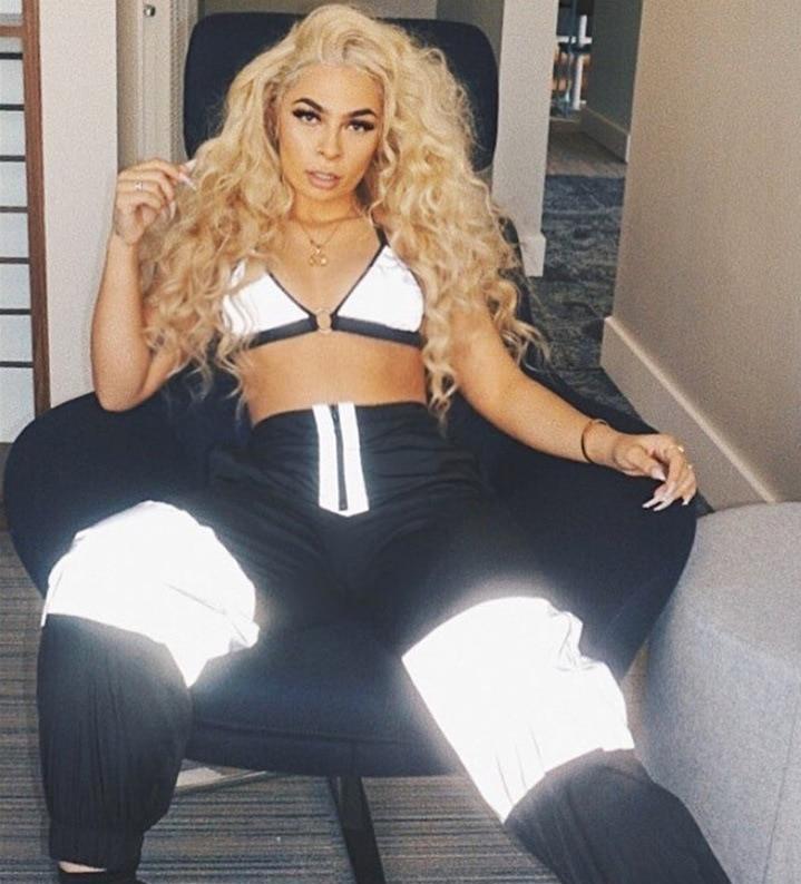 Reflective Fabric Black High Waist Long Loose Pants
