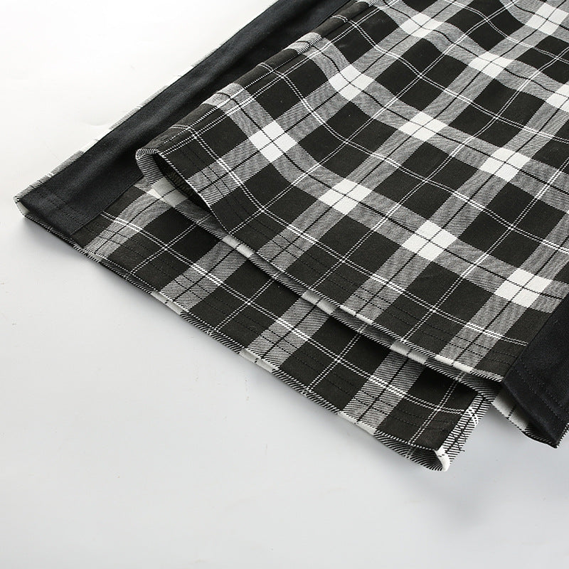 Plaid Side Stripe High Waist Wide Leg Pants