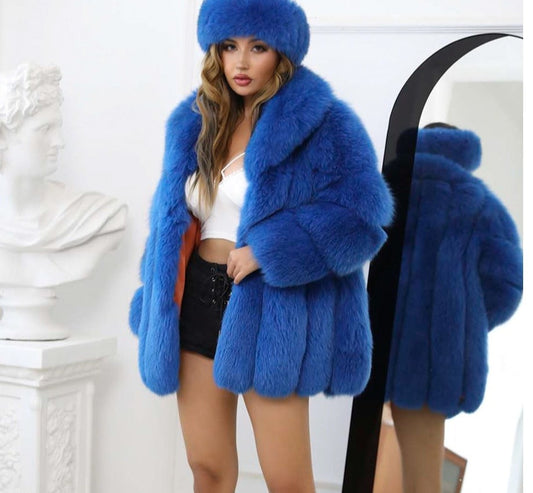 Pattern Big Collar Real Fur Coats
