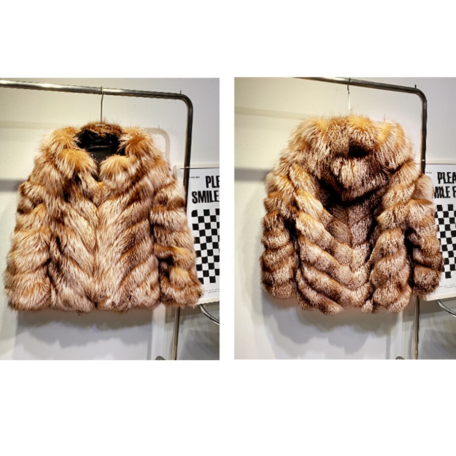Pattern Hooded Real Fur Coats