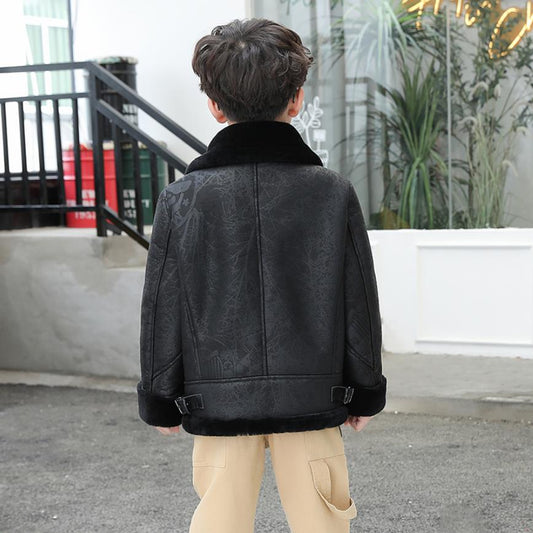 Genuine Leather Coat Lamb Wool Lining