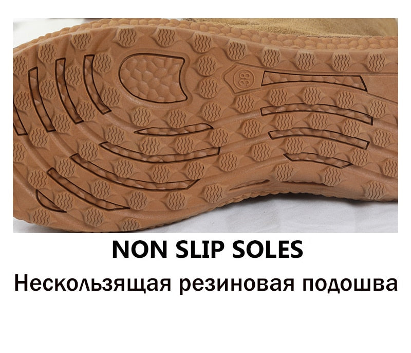 Genuine Leather Natural Fur Snow Boots