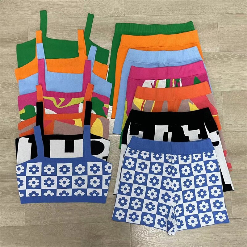 Strap Crop Top & Shorts Sets