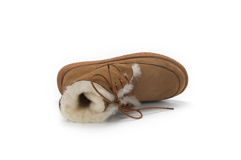 Genuine Leather Natural Fur Snow Boots