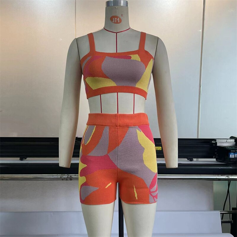 Strap Crop Top & Shorts Sets