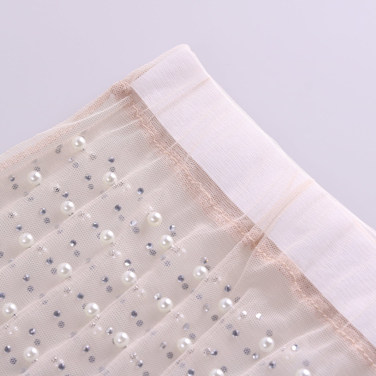 Mesh Diamond Beads Crop Top & Skirt Sets