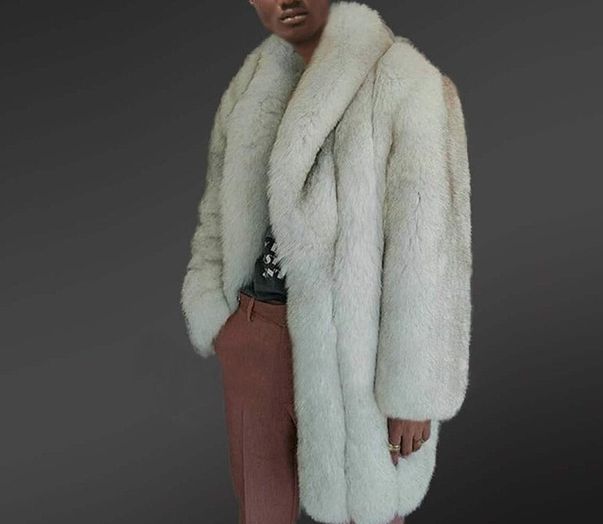 Luxury Real Fur Coat Real Fur Turn-Down Collar
