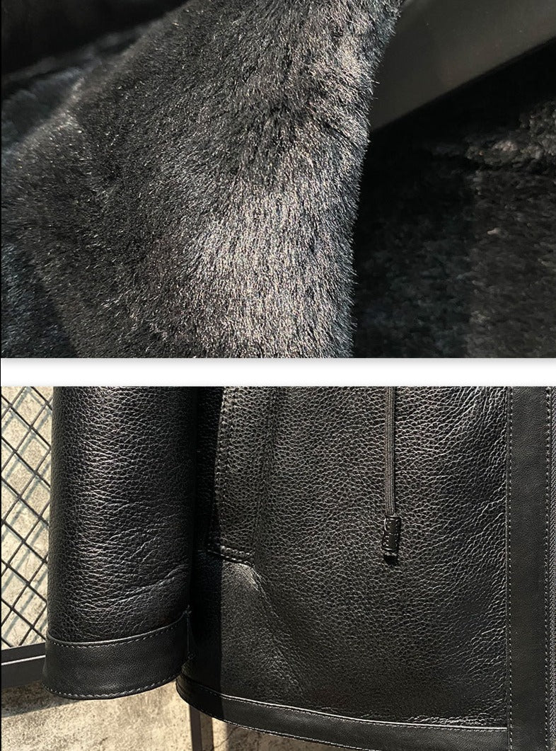 Genuine Leather Coats Black Real Shearling Lining & Hood