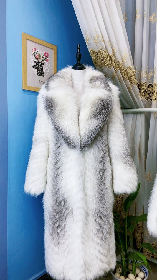 Real Fur Coat Big Fur Collar X-long Coats